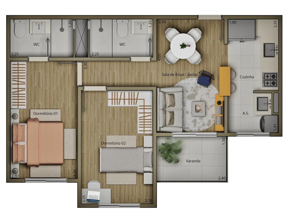 Planta 67m2